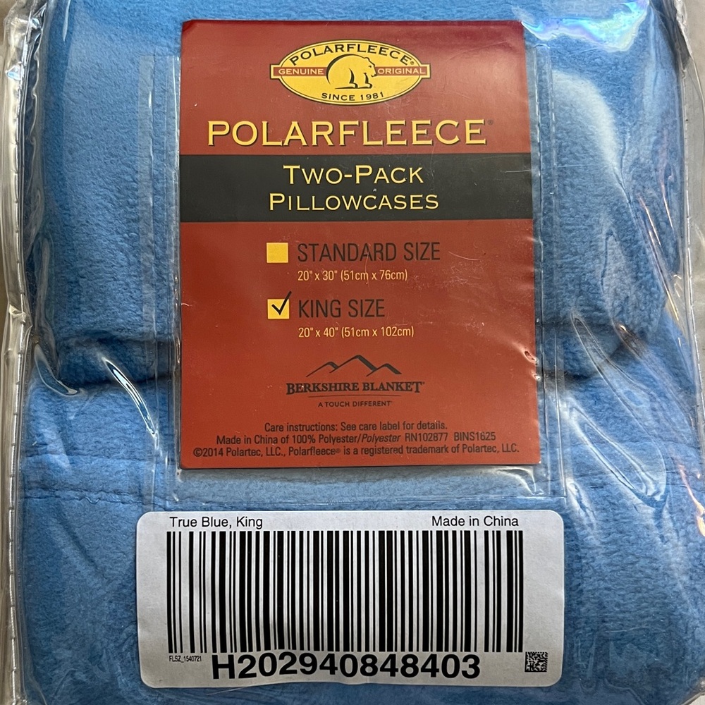 PolarFleece Blue King Pillowcases